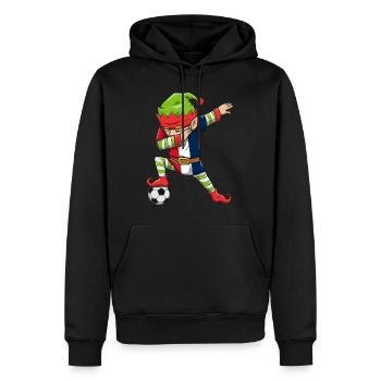Soccer Boy Dabbing Elf Squad Weihnachtstrikot - Männer Premium Bio Hoodie - Schwarz - Vorne - Nico (187cm)