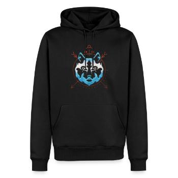 Icewolf Wolf’s Head Nordic Geometry Vikings - Sweat à capuche Premium bio Homme - noir - Devant - Nico (187cm)