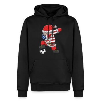 Soccer Boy Dabbing Santa Christmas Jersey United - Männer Premium Bio Hoodie - Schwarz - Vorne - Nico (187cm)