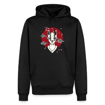 Femme Japonaise avec Oni Mask Japon Manga Anime - Sweat à capuche Premium bio Homme - noir - Devant - Nico (187cm)