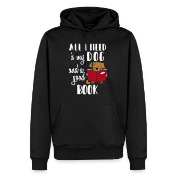Tout ce dont j’ai besoin, c’est de mon chien et d’un bon livre - Funnyall i - Sweat à capuche Premium bio Homme - noir - Devant - Nico (187cm)