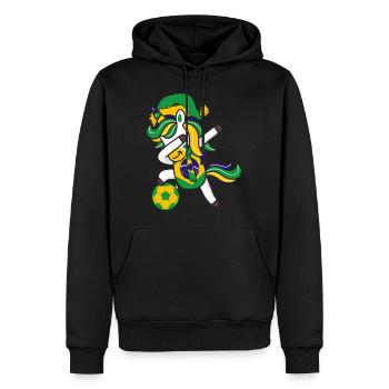 Fußball Mädchen Dabbing Einhorn Weihnachtshut Schal - Männer Premium Bio Hoodie - Schwarz - Vorne - Nico (187cm)