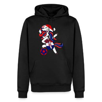Fußball Mädchen Dabbing Einhorn Weihnachtshut Schal - Männer Premium Bio Hoodie - Schwarz - Vorne - Nico (187cm)