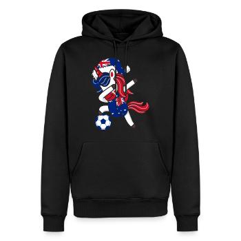 Fußball Mädchen Dabbing Einhorn Weihnachtshut Schal - Männer Premium Bio Hoodie - Schwarz - Vorne - Nico (187cm)