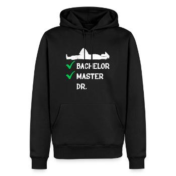 Liste de contrôle Bachelor Master Doctorat - Sweat à capuche Premium bio Homme - noir - Devant - Nico (187cm)