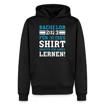 Hierfür musste ich lange lernen Bachelor Abschluss - Männer Premium Bio Hoodie - Schwarz - Vorne - Nico (187cm)