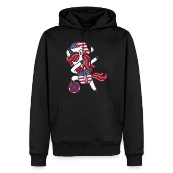 Fußball Mädchen Dabbing Einhorn Weihnachtshut Schal - Männer Premium Bio Hoodie - Schwarz - Vorne - Nico (187cm)