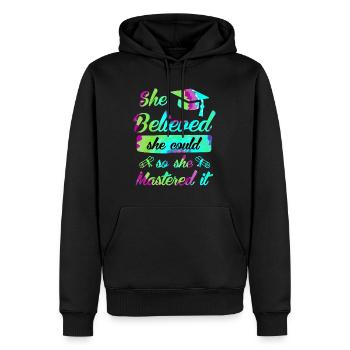 Elle a maîtrisé le Master - Sweat à capuche Premium bio Homme - noir - Devant - Nico (187cm)