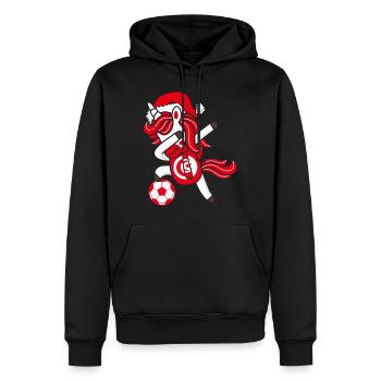 Fußball Mädchen Dabbing Einhorn Weihnachtshut Schal - Männer Premium Bio Hoodie - Schwarz - Vorne - Nico (187cm)