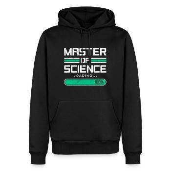 Chargement du Master complet Master of Science - Sweat à capuche Premium bio Homme - noir - Devant - Nico (187cm)