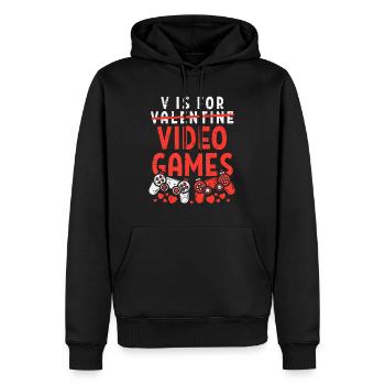 V ist für Videospiele Lustiger Valentinstag Gamer Bo - Männer Premium Bio Hoodie - Schwarz - Vorne - Nico (187cm)