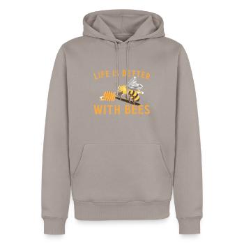 Cool Bee Design für Männer Frauen Honighummel Biene Biene - Männer Premium Bio Hoodie - Taupe - Vorne - Nico (187cm)