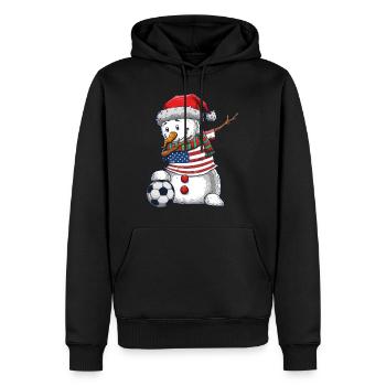 Soccer Boy Dabbing Snowman Weihnachtstrikot - Männer Premium Bio Hoodie - Schwarz - Vorne - Nico (187cm)