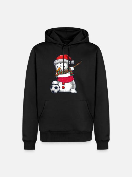 Soccer Boy Dabbing Snowman Maillot de Noël - Sweat à capuche Premium bio Homme - noir