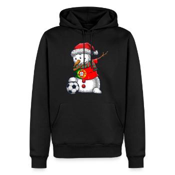 Soccer Boy Dabbing Snowman Weihnachtstrikot - Männer Premium Bio Hoodie - Schwarz - Vorne - Nico (187cm)