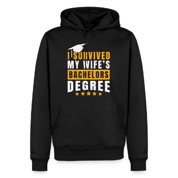 Überlebt Meine Frau hat einen Bachelor Abschluss - Männer Premium Bio Hoodie - Schwarz - Vorne - Nico (187cm)