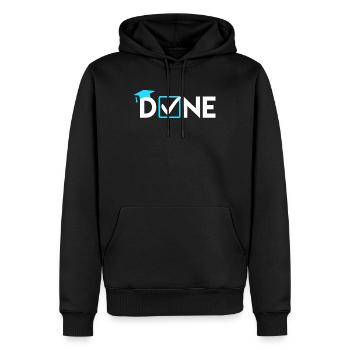 Mémoire de Master DONE Master - Sweat à capuche Premium bio Homme - noir - Devant - Nico (187cm)
