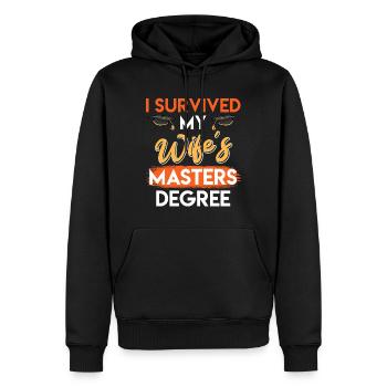 Survived Meine Frau hat einen Master Abschluss - Männer Premium Bio Hoodie - Schwarz - Vorne - Nico (187cm)