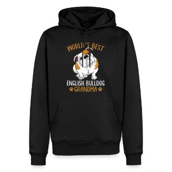 World´s Best English Bulldog Grandma Dog Owner Fun - Men’s Premium Organic Hoodie - black - Front - Nico (187cm)