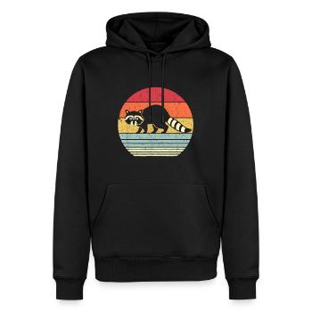 Waschbär-Shirt. Retro-Stil - Männer Premium Bio Hoodie - Schwarz - Vorne - Nico (187cm)