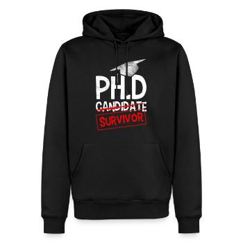 Ph.D J’ai survécu J’ai un doctorat - Sweat à capuche Premium bio Homme - noir - Devant - Nico (187cm)