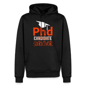 Ph.D J’ai survécu J’ai un doctorat - Sweat à capuche Premium bio Homme - noir - Devant - Nico (187cm)