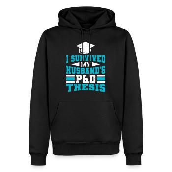 Mon mari est titulaire d’un doctorat, d’un doctorat - Sweat à capuche Premium bio Homme - noir - Devant - Nico (187cm)