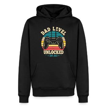 Dad Level Unlocked Est. 2023 New Daddy I Leveled U - Men’s Premium Organic Hoodie - black - Front - Nico (187cm)