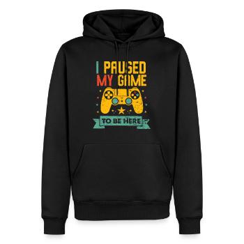 Lustiger Videospieler-Humor-Witz Ich habe mein Spiel auf B pausiert - Männer Premium Bio Hoodie - Schwarz - Vorne - Nico (187cm)