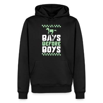 Pferdehemd, Buchten vor Jungen Pferde Tee, Mädchen - Männer Premium Bio Hoodie - Schwarz - Vorne - Nico (187cm)
