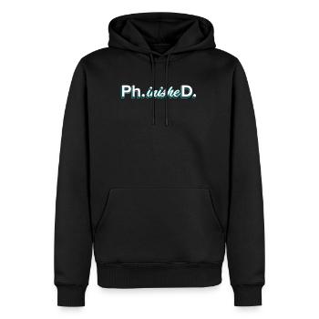 Doctorat phinished Doctorat terminé Doctorat - Sweat à capuche Premium bio Homme - noir - Devant - Nico (187cm)