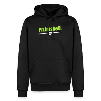 Doctorat phinished Doctorat terminé Doctorat - Sweat à capuche Premium bio Homme - noir - Devant - Nico (187cm)