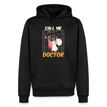 Nenn mich Doktor Ich habe einen Doktortitel - Männer Premium Bio Hoodie - Schwarz - Vorne - Nico (187cm)