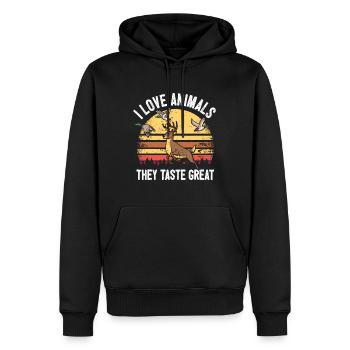 Lustiger Jagdspruch Hirsch Ente Jäger I Tiere Ta - Männer Premium Bio Hoodie - Schwarz - Vorne - Nico (187cm)
