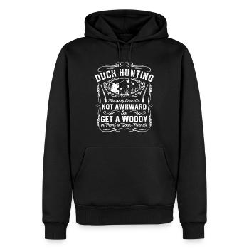 Lustige Entenjagd Vintage Woodie Hunter Friends G - Männer Premium Bio Hoodie - Schwarz - Vorne - Nico (187cm)