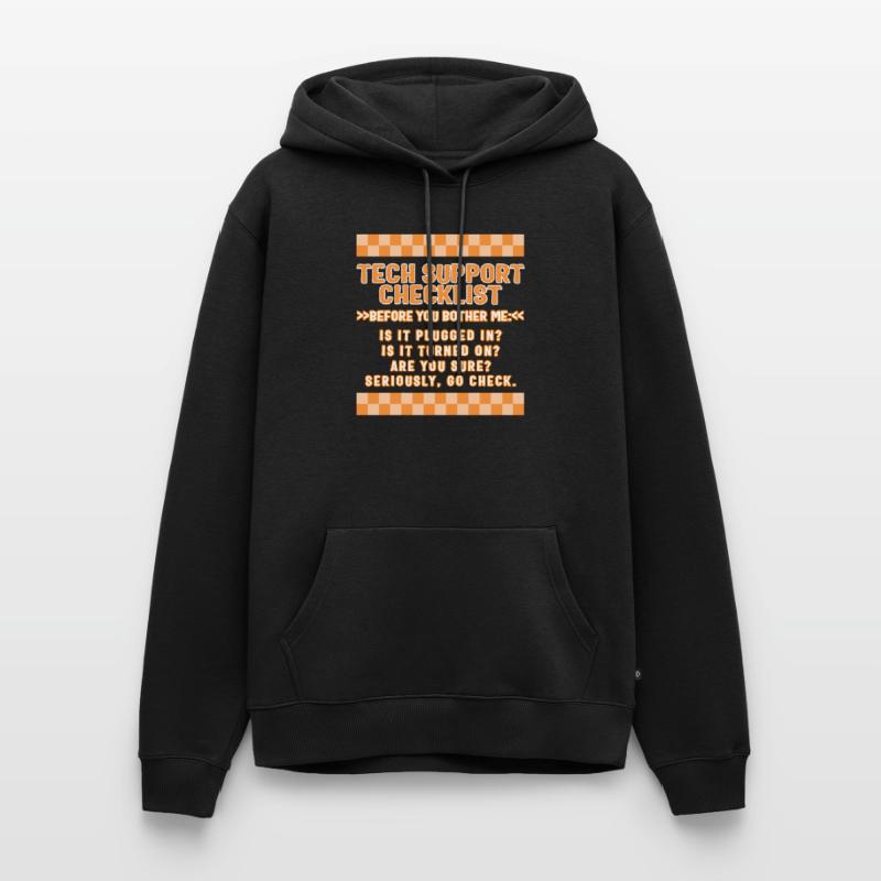 Computertechniker-Hemd, Checkliste für den technischen Support Männer Premium Bio Hoodie