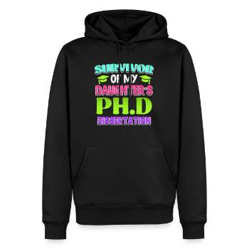 Überlebt Meine Tochter hat einen Doktortitel - Männer Premium Bio Hoodie - Schwarz - Vorne - Nico (187cm)