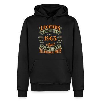 57th Birthday Vintage Legends Born In 1965 57 Year - Men’s Premium Organic Hoodie - black - Front - Nico (187cm)