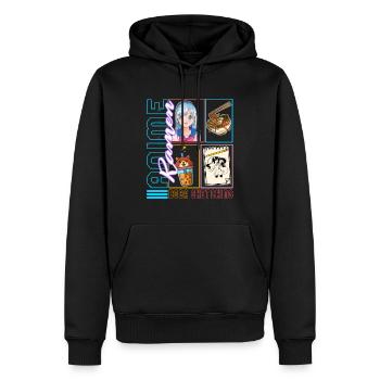 Anime Ramen Boba und Skizzenhemd, Boba Milch - Männer Premium Bio Hoodie - Schwarz - Vorne - Nico (187cm)