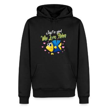 Fischerhemd, nur ein Mädchen, das Fische liebt lustig - Männer Premium Bio Hoodie - Schwarz - Vorne - Nico (187cm)