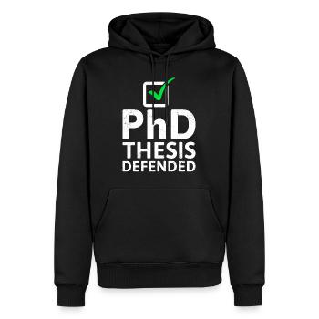 La thèse défend le titre de doctorat - Sweat à capuche Premium bio Homme - noir - Devant - Nico (187cm)