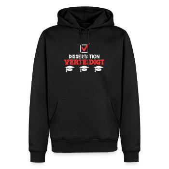 Dissertation verteidigen Doktor Ph.D Doktortitel - Männer Premium Bio Hoodie - Schwarz - Vorne - Nico (187cm)