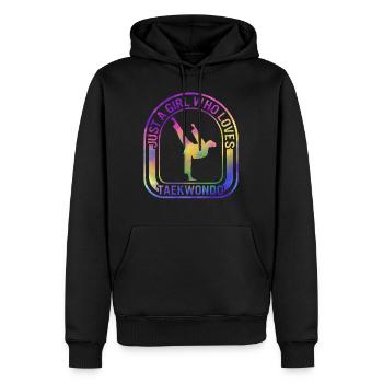 Karate Shirt, Just A Girl Who Loves Taekwondo Tee - Men’s Premium Organic Hoodie - black - Front - Nico (187cm)