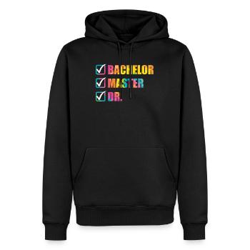 Enfin terminé Doctorat Doctorat Doctorat - Sweat à capuche Premium bio Homme - noir - Devant - Nico (187cm)