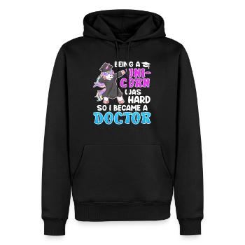 Einhorn zu sein war schwer Doktor Doktortitel - Männer Premium Bio Hoodie - Schwarz - Vorne - Nico (187cm)