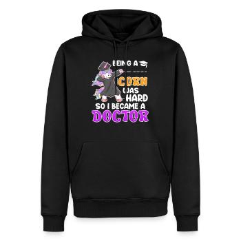 Einhorn zu sein war schwer Doktor Doktortitel - Männer Premium Bio Hoodie - Schwarz - Vorne - Nico (187cm)