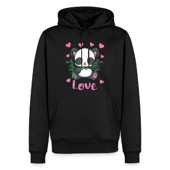 Panda Valentines Day Shirt Hearts Love Women Girls - Men’s Premium Organic Hoodie - black - Front - Nico (187cm)