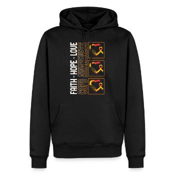 COPD Bewusstsein Shirt, Glaube Hoffnung Liebe Herz - Männer Premium Bio Hoodie - Schwarz - Vorne - Nico (187cm)
