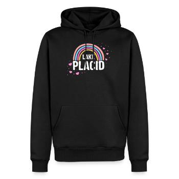 Lake Shirt, Lake Placid Rainbow Retro Tee, - Men’s Premium Organic Hoodie - black - Front - Nico (187cm)