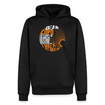 COPD Awareness Shirt, Dear COPD I Will Get Back - Men’s Premium Organic Hoodie - black - Front - Nico (187cm)